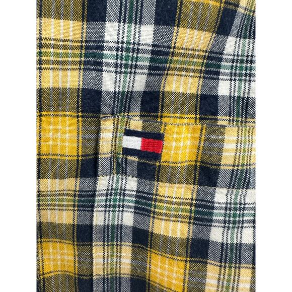 Tommy Hilfiger Men's Yellow Tartan Plaid Button Down M - Picture 3 of 8